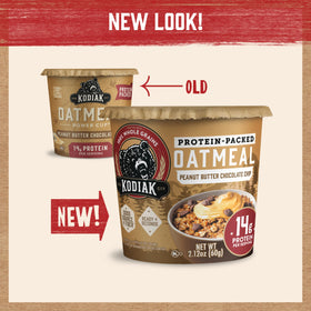 Kodiak Cakes microwave-ready oatmeal cups for a quick warm breakfast.