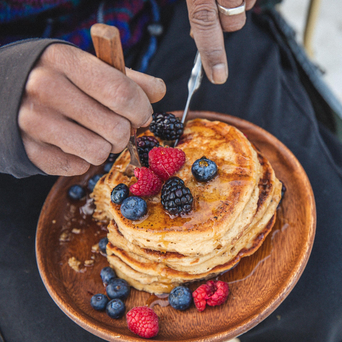 Milk and eggs boost with Kodiak Cakes mix to increase protein.