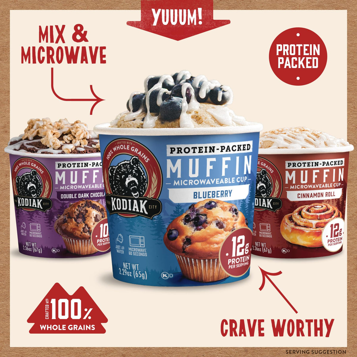 Kodiak Cakes Minute Muffin Cup Cinnamon Roll — warm spice, ready-to-eat treat.