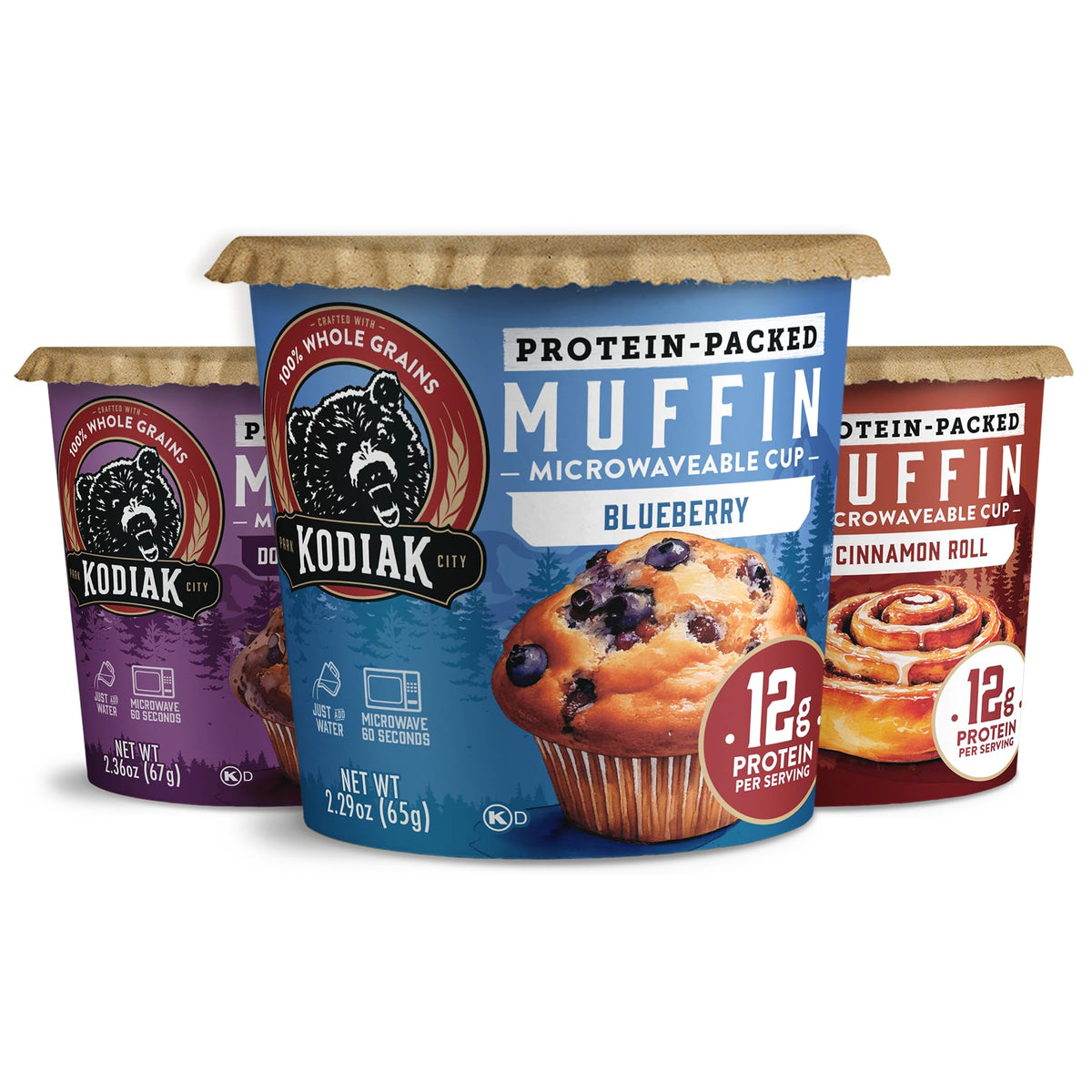 Kodiak Cakes Minute Muffin Cup Double Dark Chocolate — indulgent flavor and protein boost.