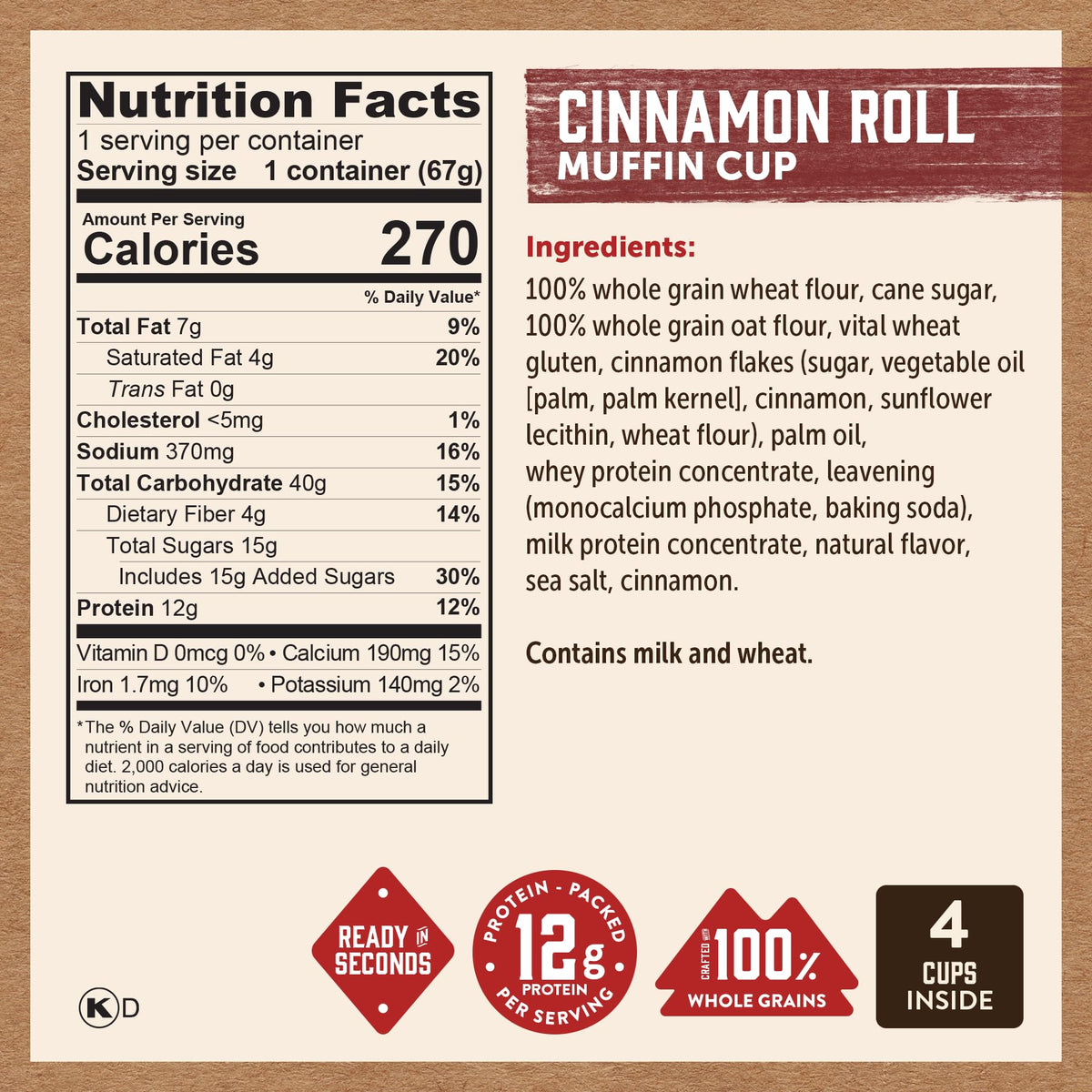 Kodiak Cakes Minute Muffin Cup Just Add Water — simple prep for a fast start.