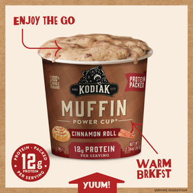 Kodiak Cakes Cinnamon Roll Minute Muffins prepared with water and microwave.