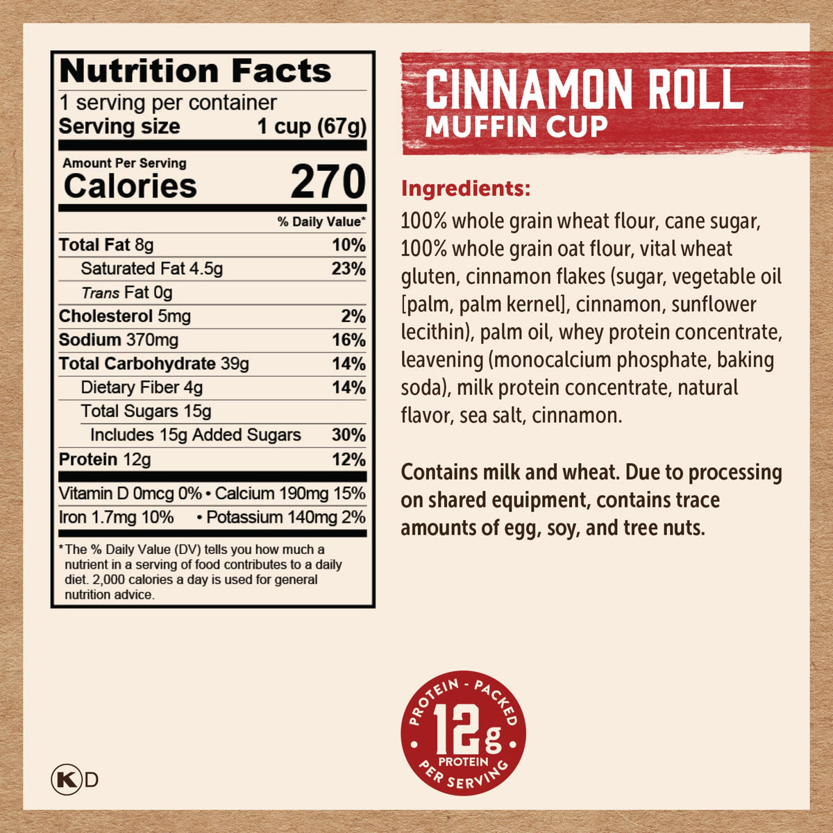 Kodiak Cakes Cinnamon Roll Minute Muffins packaging on pantry shelf.