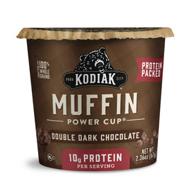 Kodiak Cakes Minute Muffins Double Dark Chocolate 12-pack, ready-to-bake for a protein-packed breakfast.