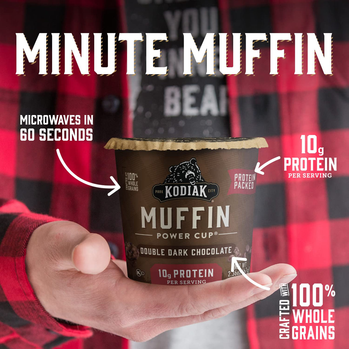 Kodiak Cakes Minute Muffins dry mix with non-GMO ingredients and whole grains.