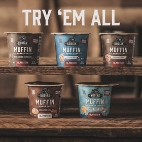 Kodiak Cakes Minute Muffins microwave-ready in just one minute.