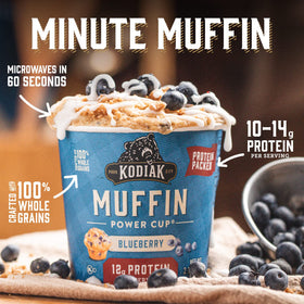 Close-up of Kodiak Cakes packaging highlighting whole grains and non-GMO ingredients for mornings
