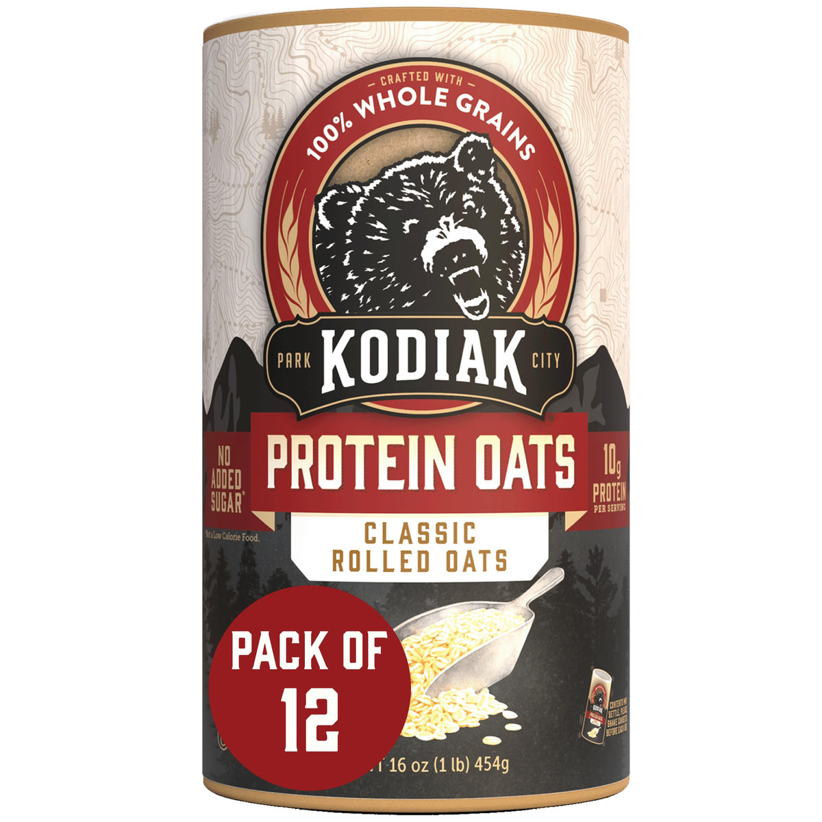 Kodiak Cakes oatmeal canister pack of 12 for bulk meal prep.
