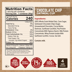 Kodiak Cakes Oatmeal Unleashed nutrition graphic highlights 14g protein per cup