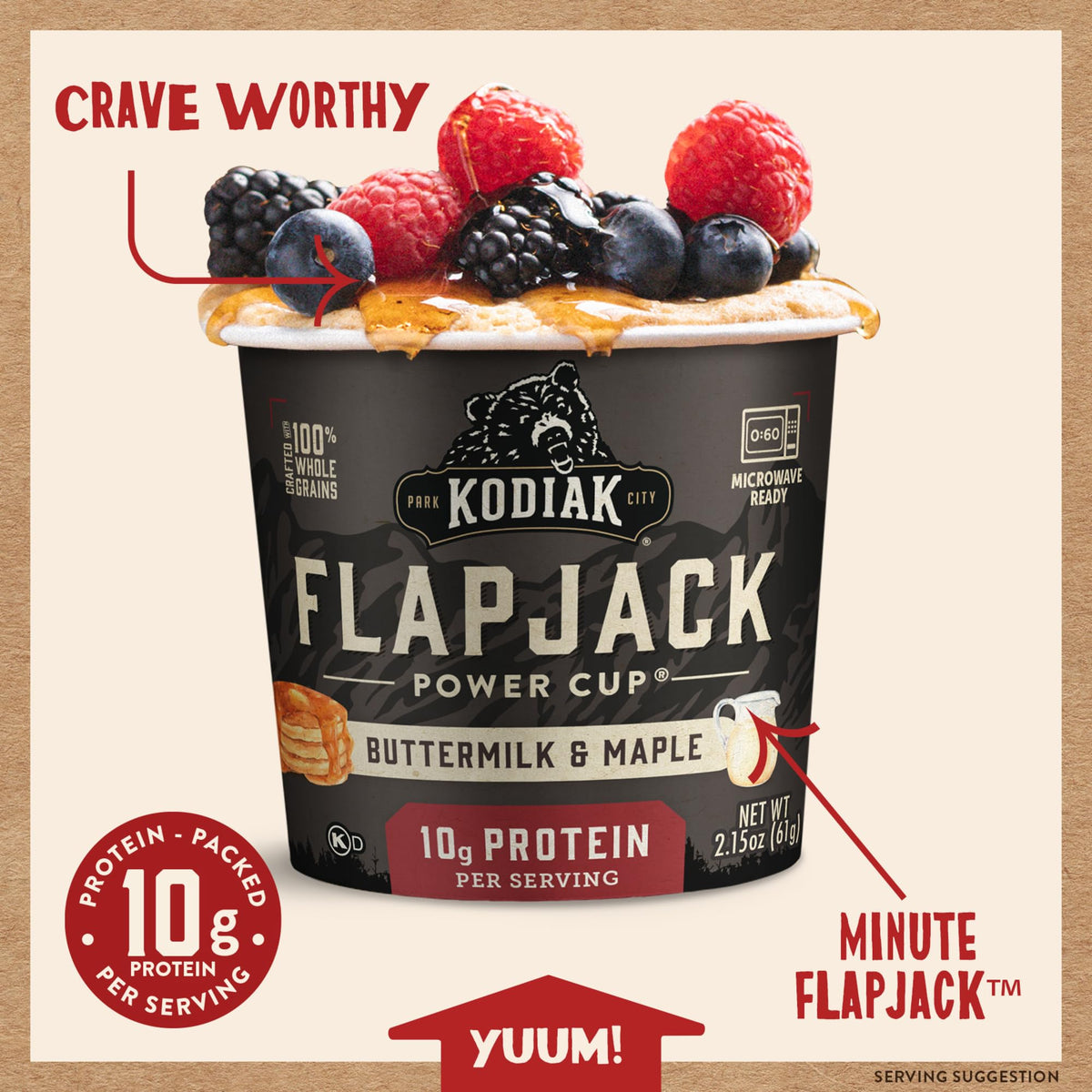 Kodiak Cakes pancake cups stack with maple flavor for quick, satisfying breakfasts