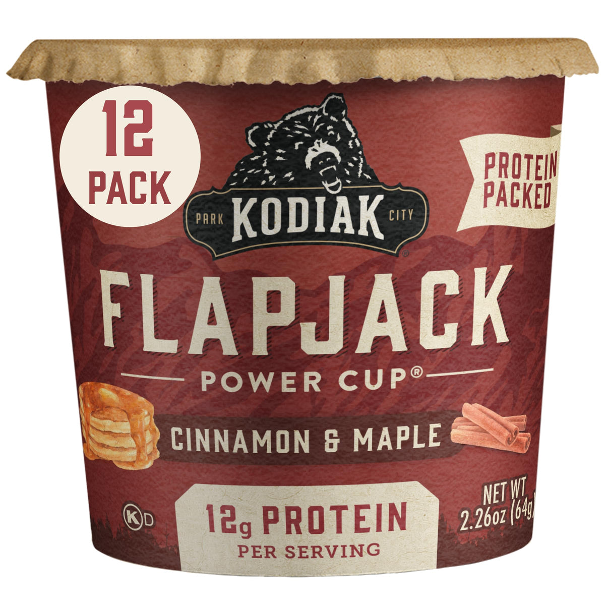 Kodiak Cakes Pancake On the Go Cinnamon and Maple pack of 12, protein-rich quick breakfast