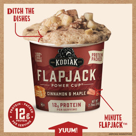 Close-up of Kodiak Cakes packaging showing whole grains and ingredients