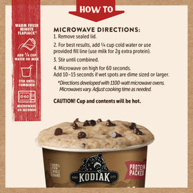 Kodiak Cakes Pancake On The Go ingredients panel highlighting whole grains and non-GMO.