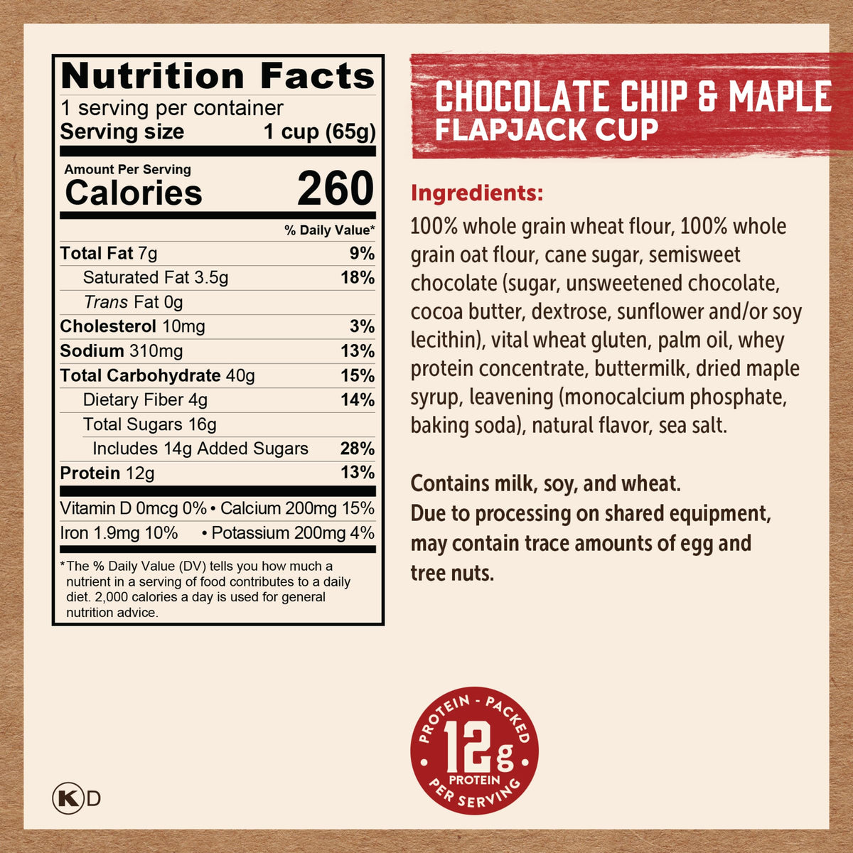 Kodiak Cakes Pancake On The Go maple chips close-up showcasing real maple flavor.
