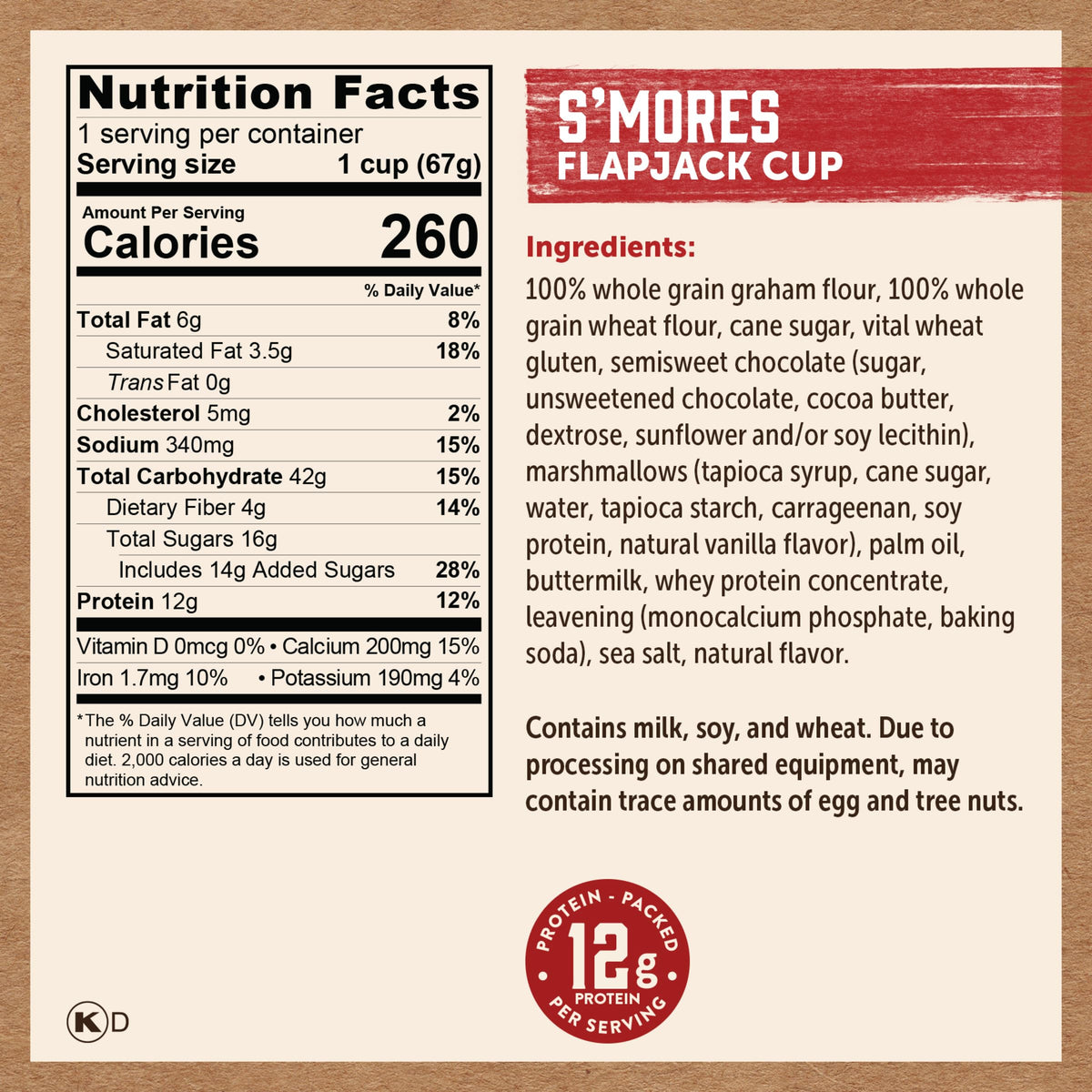 Kodiak Cakes S'mores flapjack ideal for trail, gym, or office use.