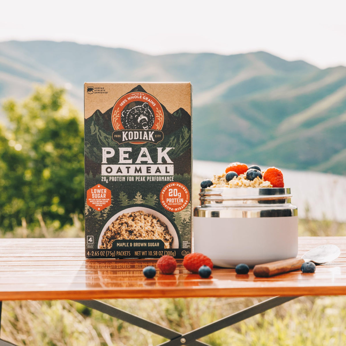 Kodiak Cakes Peak 24-packet box for convenient, family-sized supply