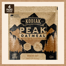 Kodiak Cakes Peak Banana Nut Oatmeal spoon and bowl evoke comforting ready-to-eat breakfast.
