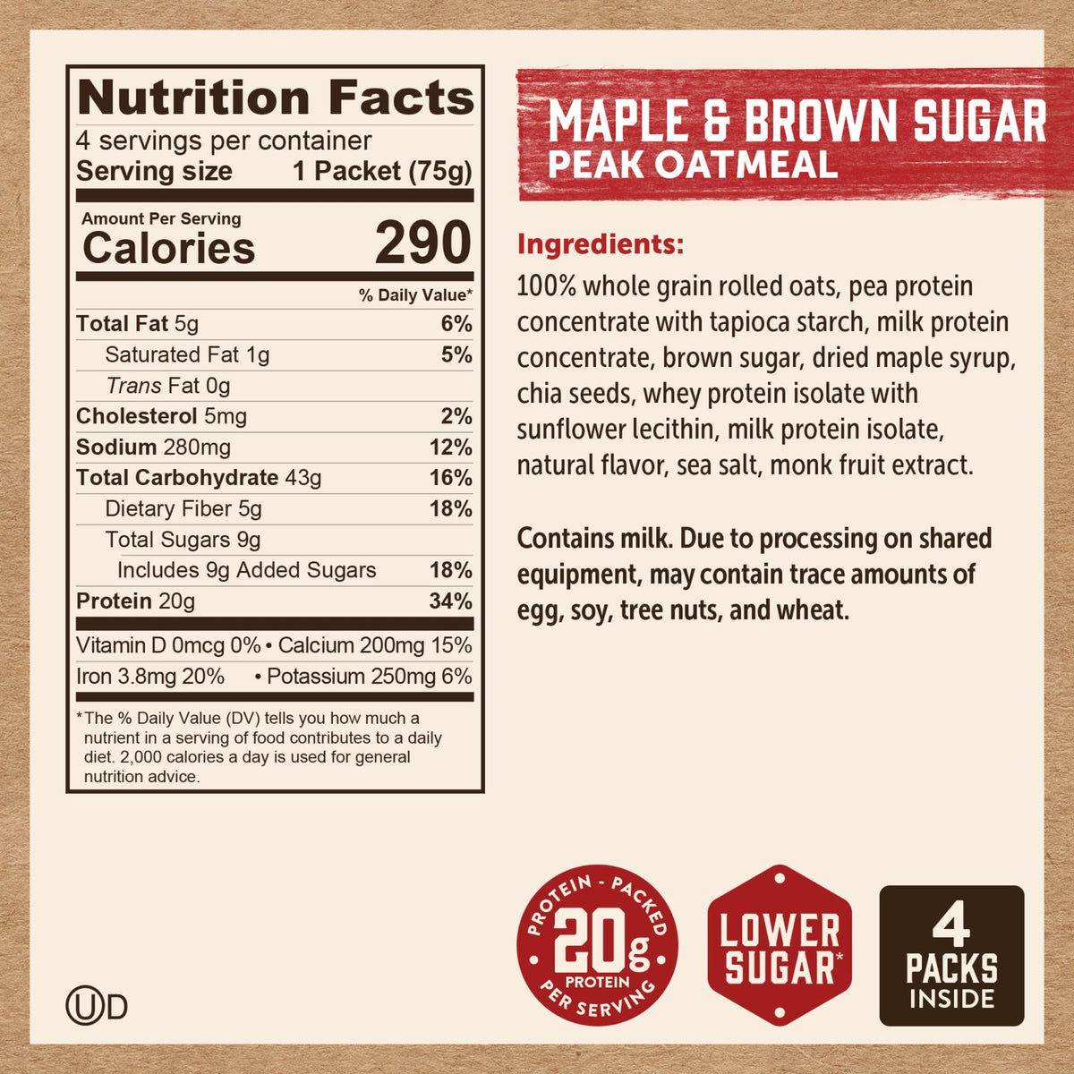 Kodiak Cakes Peak morning boost oatmeal in breakfast setup