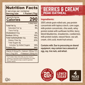 Kodiak Cakes Peak quick-prep image shows 1-minute preparation time.
