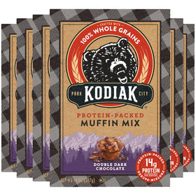Kodiak Cakes Power Bake Double Dark Chocolate muffins in a 6-pack for quick mornings