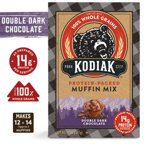 Pouring Kodiak Cakes Power Bake Double Dark Chocolate batter for muffins