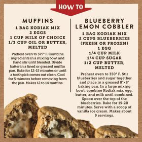 Nutrition panel highlighting 18g protein per serving of Power Bake muffins.