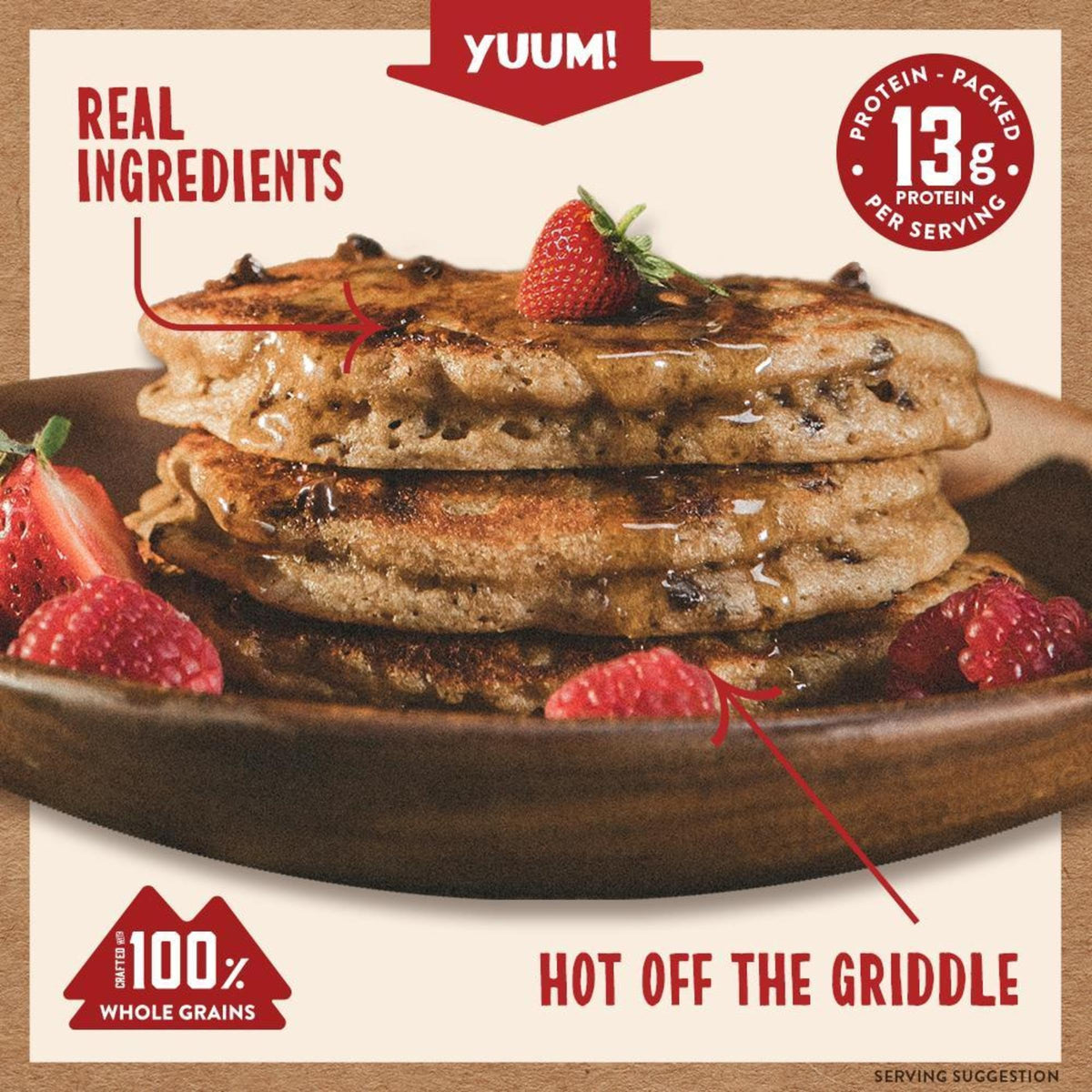 Kodiak Cakes Power Cakes 100-percent whole grains promote fiber and fullness.