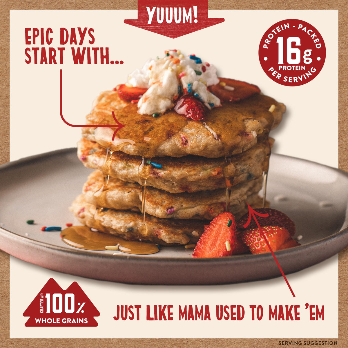 Kodiak Cakes Power Cakes batter being poured for a protein-rich breakfast option.