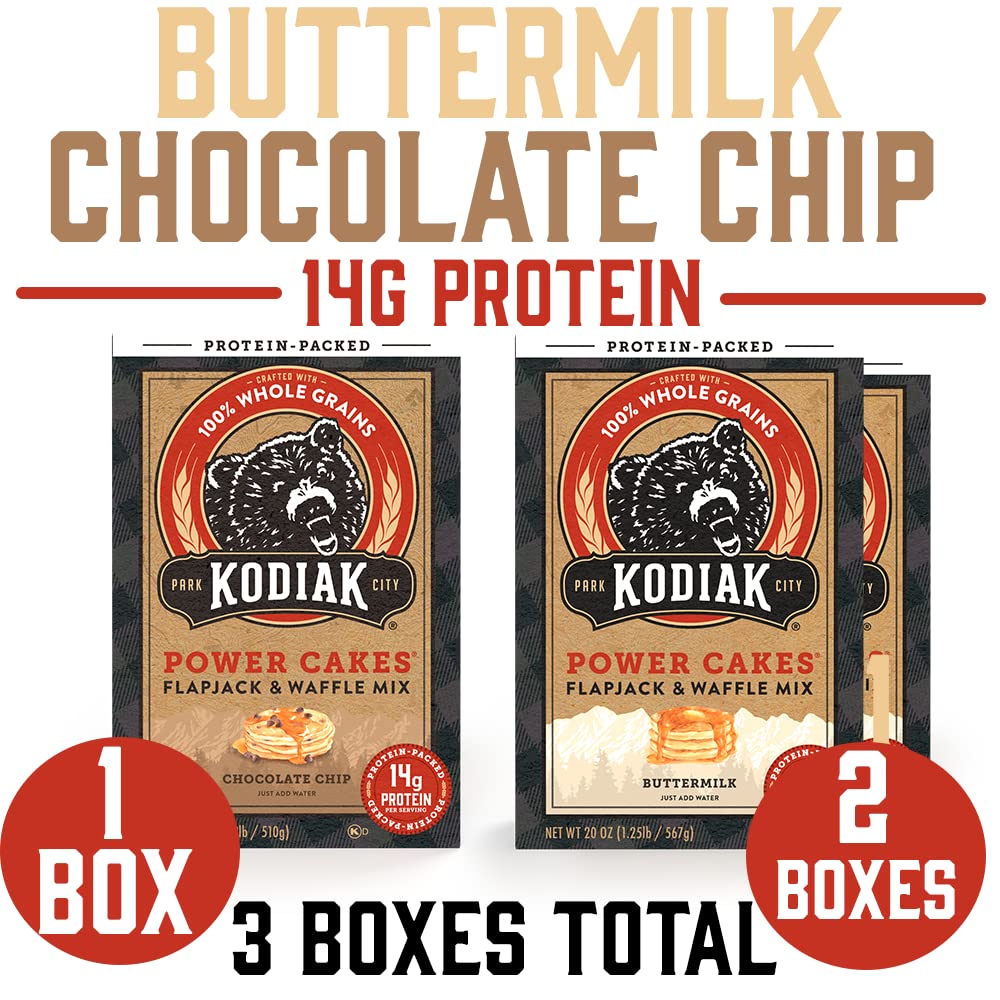 Kodiak Cakes Power Cakes Buttermilk mix pack close-up highlighting wholesome whole grain base