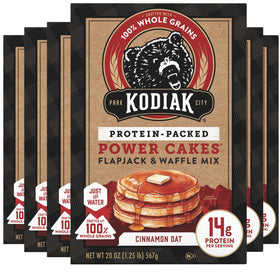 Kodiak Cakes Power Cakes Cinnamon Oat pack shot highlights high-protein breakfast option.