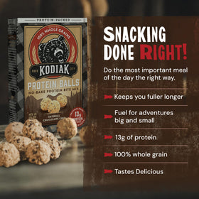 Kodiak Cakes mix with water and honey formed into sweet, chewy bites.