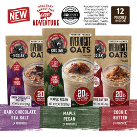 Kodiak Cakes Overnight Oats Dark Chocolate Sea Salt pouch—rich flavor and protein