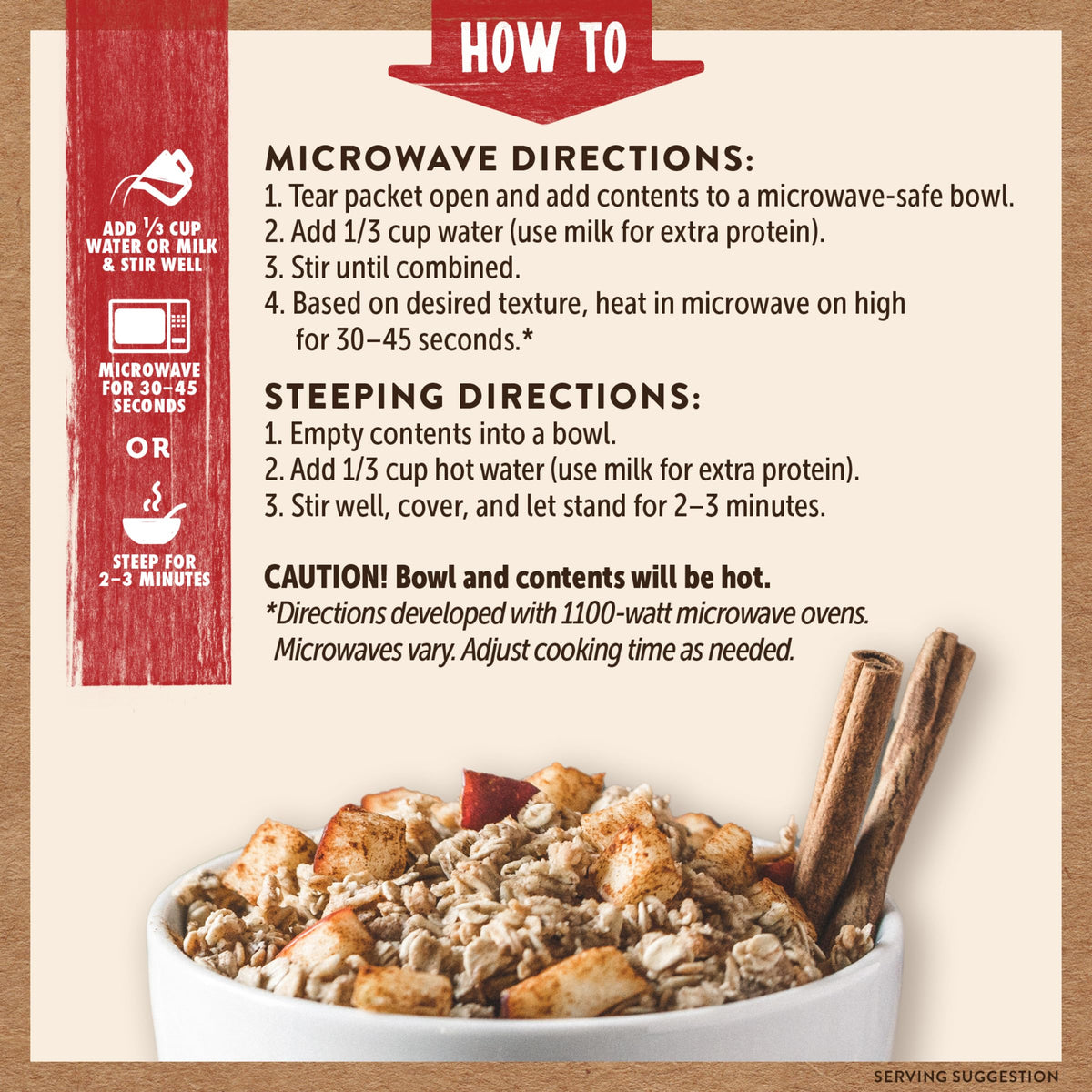 Kodiak Cakes quick-prepare oatmeal heated on stove or microwave for busy days.
