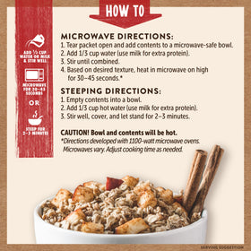 Kodiak Cakes quick-prepare oatmeal heated on stove or microwave for busy days.