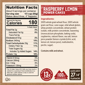 Kodiak Cakes Raspberry Lemon ingredients highlight whole grains.