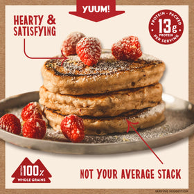 Kodiak Cakes Raspberry Lemon pancakes stack shows fluffy texture and lemon tang.