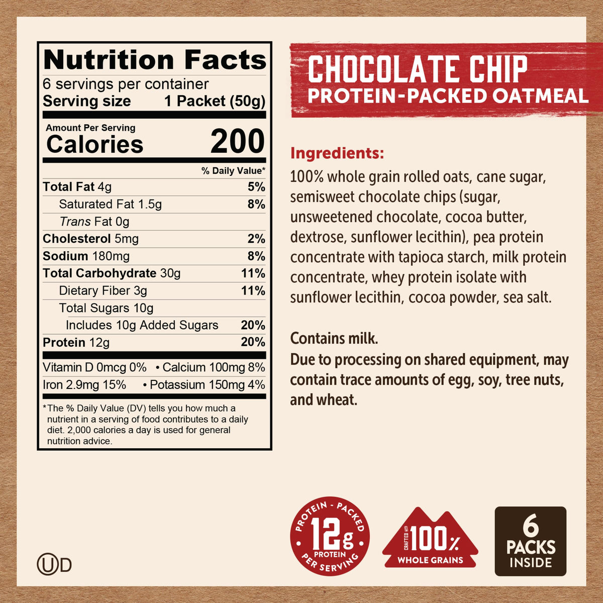 Kodiak Cakes ready-to-prepare packet beside water for under-one-minute prep