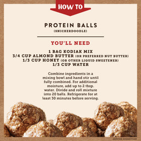 Kodiak Cakes Snickerdoodle Protein Ball rolled snack balls ready to eat.