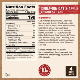 Kodiak Cakes Cinnamon Oat & Apple bar on kitchen counter with trail-ready setup.