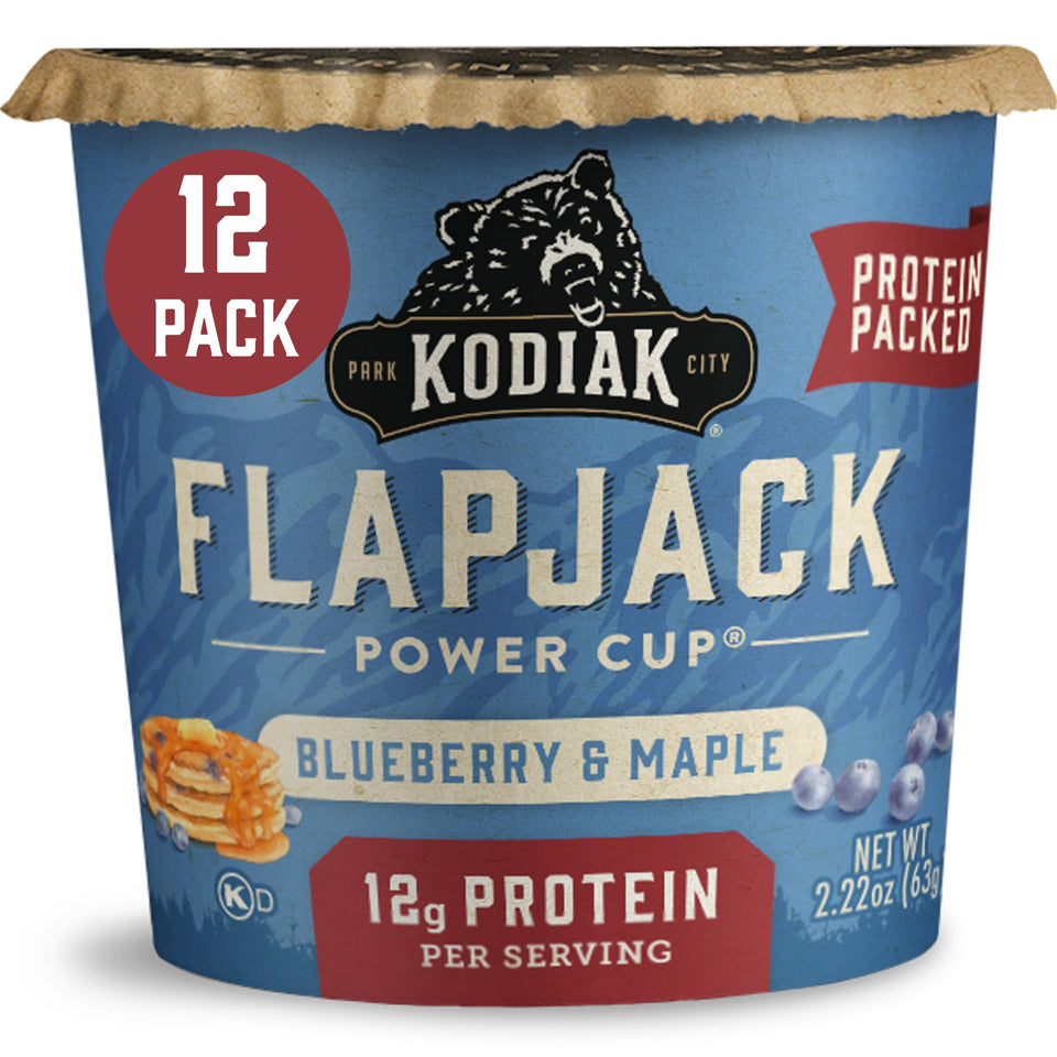 Kodiak Cakes Unleashed Flapjack On the Go Blueberry Maple pack 12 for quick breakfasts.