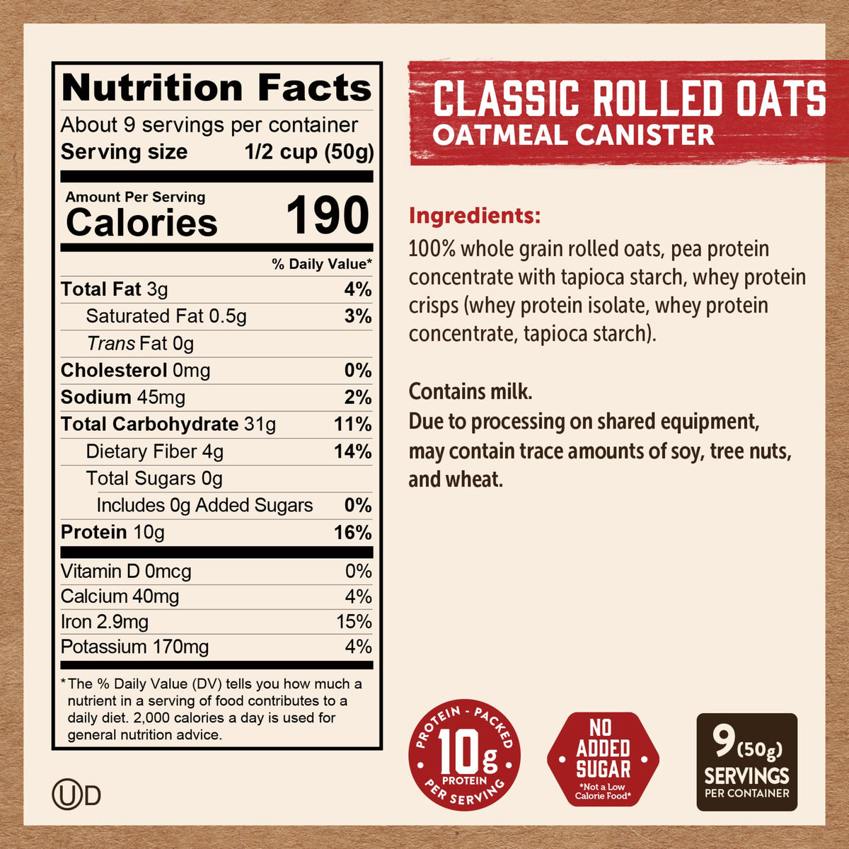 Kodiak Cakes whole grains oats for hearty, satisfying meals.