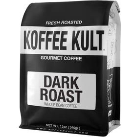 Koffee Kult dark roast beans show cinnamon hint for future brew.