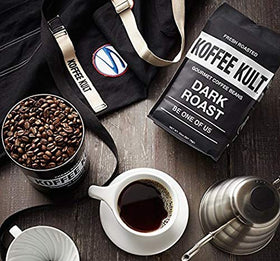 Koffee Kult ethical sourcing label on packaging highlights quality.