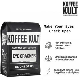 Eye Cracker espresso shot crema highlighting bold flavor