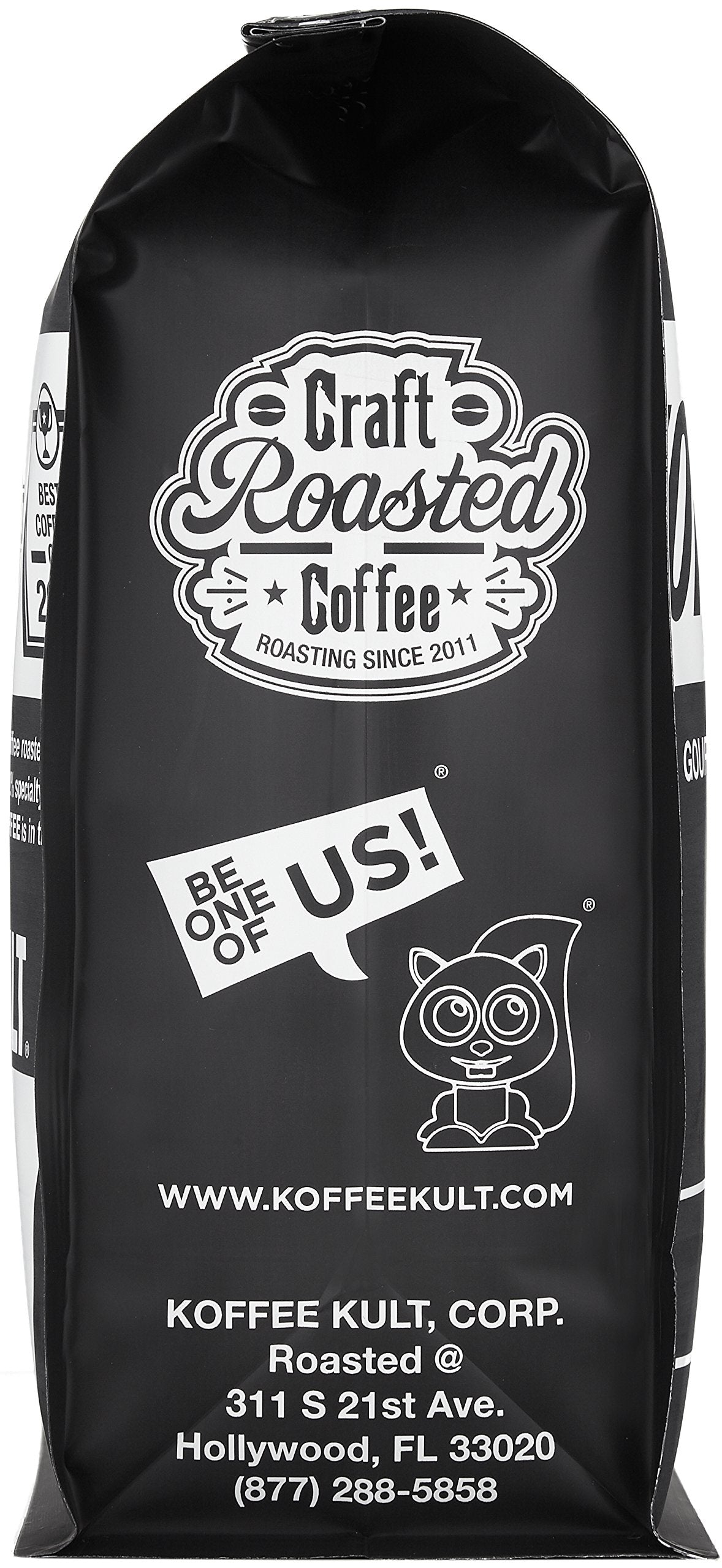 Koffee Kult packaging design for the medium roast beans.