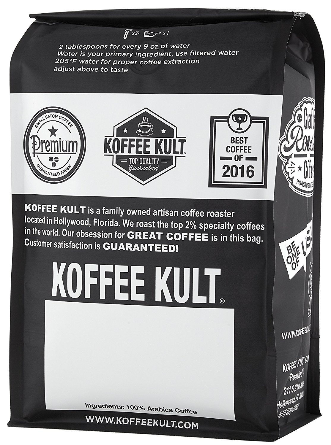 Koffee Kult Thunder Bolt bag logo close-up.