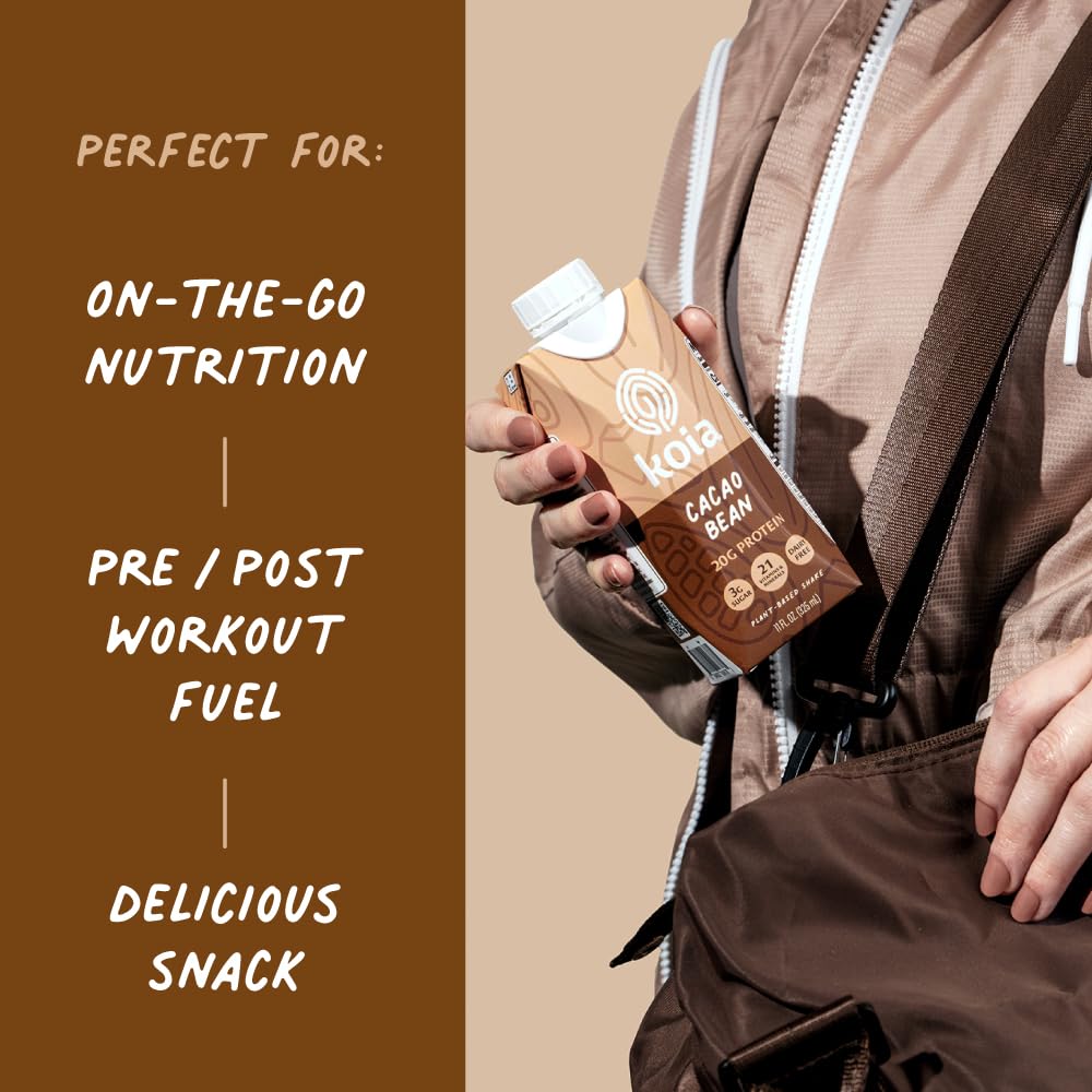 Koia dairy-free and gluten-free badge on packaging.