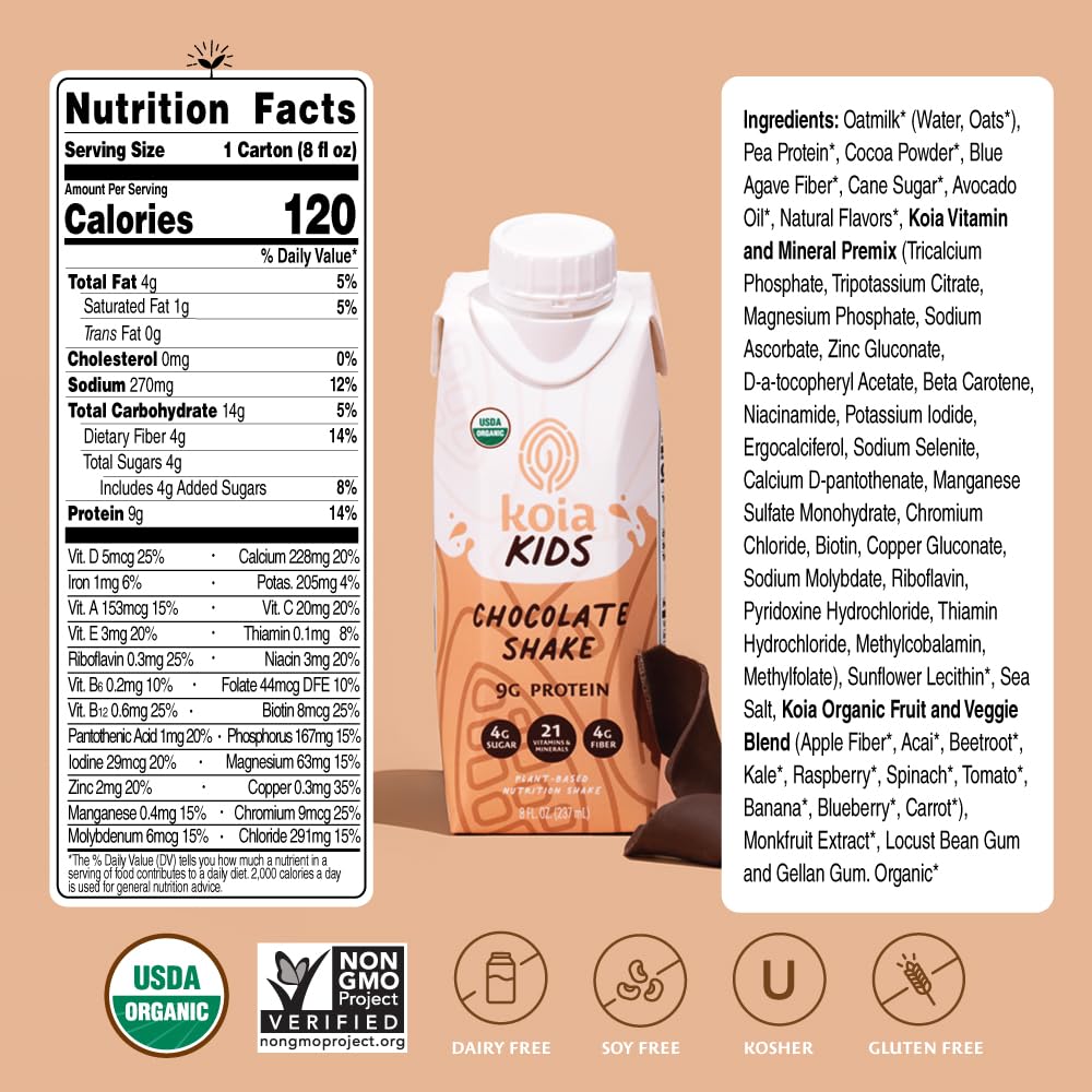 Koia Kids fruits-veggies inside shake, naturally boosted with vitamins.