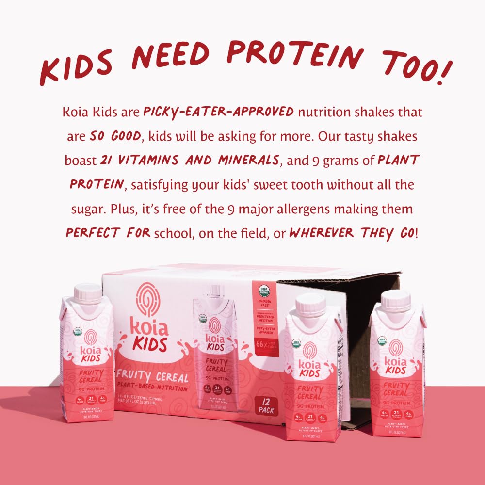 Koia Kids Fruity Cereal texture shot suggesting smooth shake ideal for picky eaters