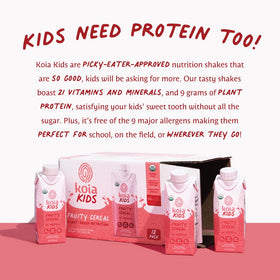 Koia Kids Fruity Cereal texture shot suggesting smooth shake ideal for picky eaters